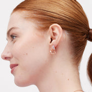 Heart Huggie Hoop Earrings Rose Gold on Model