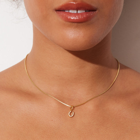 Mini Horseshoe Charm on model
