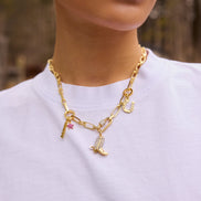 Braided Letter Charm and Ride Boot Charm on model