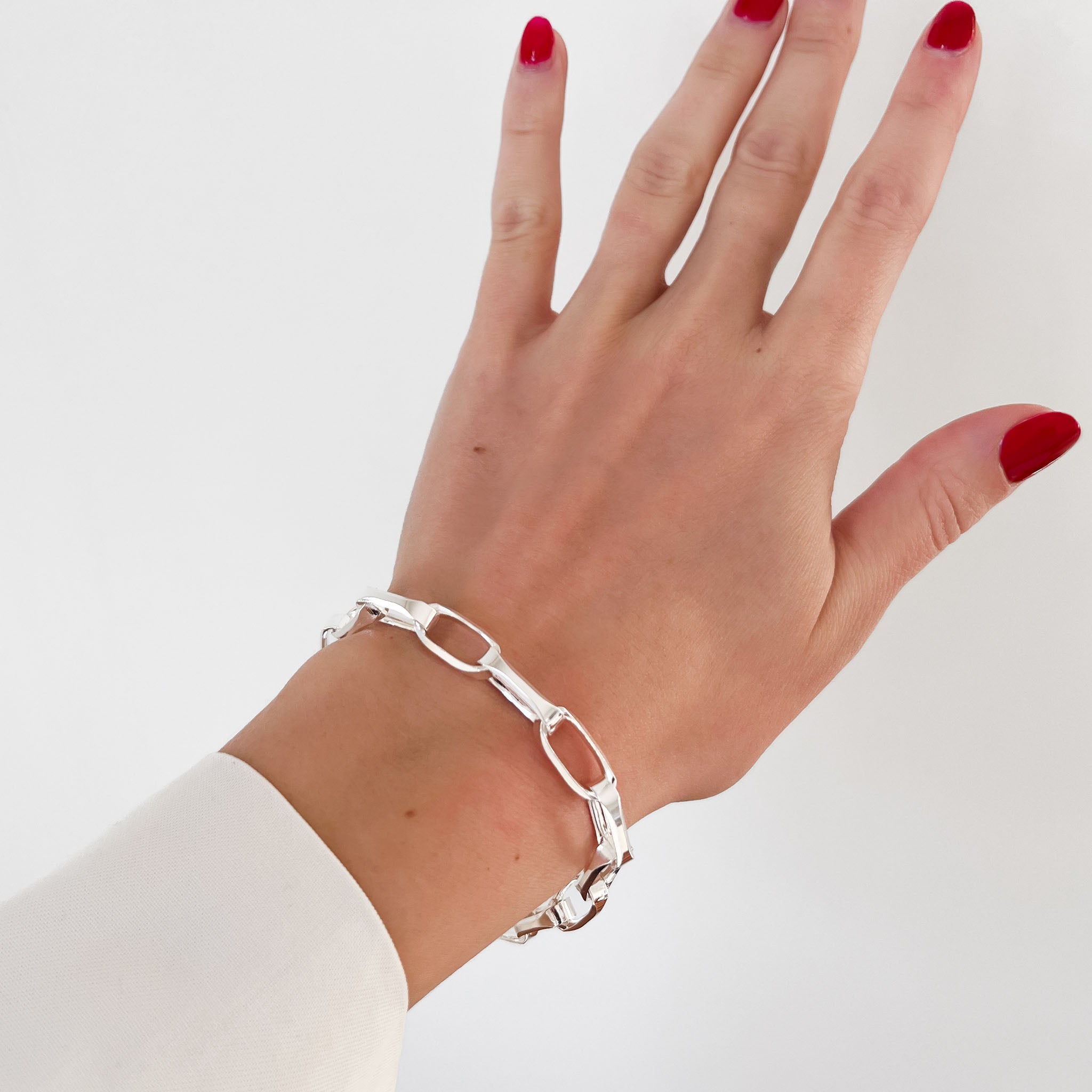 Icon Clip Chain Bracelet Silver on model