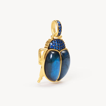 Labradorite Beetle Charm angled