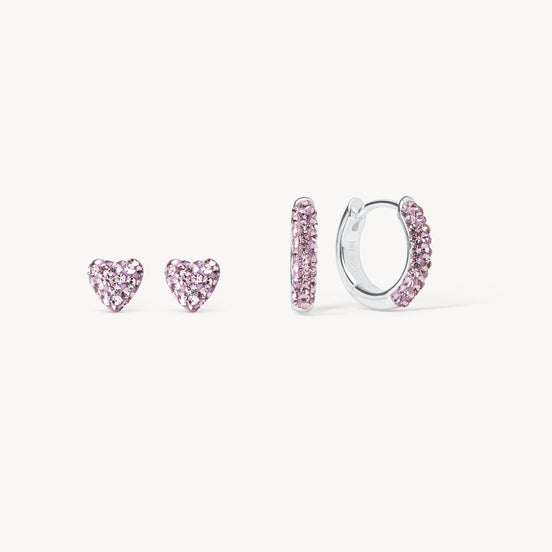 Lilac Always On Sparkle Hoops and Heart Studs Gift Set