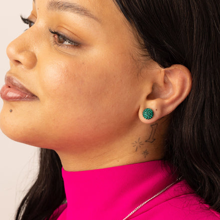 10mm Birthstone Sparkle Ball™ Stud Earrings May on model