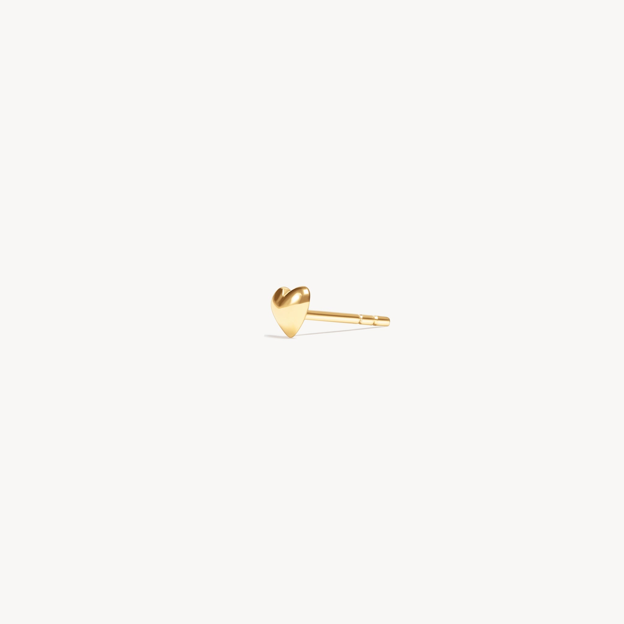 Mini Metal Heart Stud Earrings Gold Angled