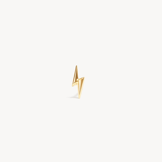 Mini Metal Lightning Stud Earrings Gold Single