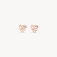 Mini Pavé Heart Stud Earrings Rose Gold