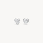 Silver Mini Pavé Heart Stud Earrings