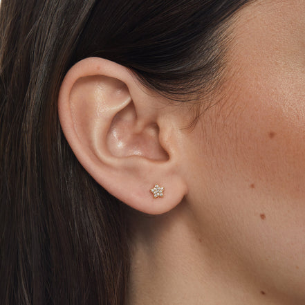 Mini Pavé Star Stud Earrings on model