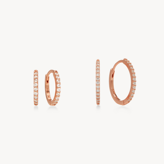Rose Gold Pavé Hoop Set