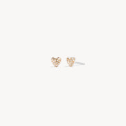 Mini Sparkle Heart Stud Earrings Soft Gold