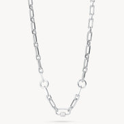 Multi-Station Charm Necklace Silver