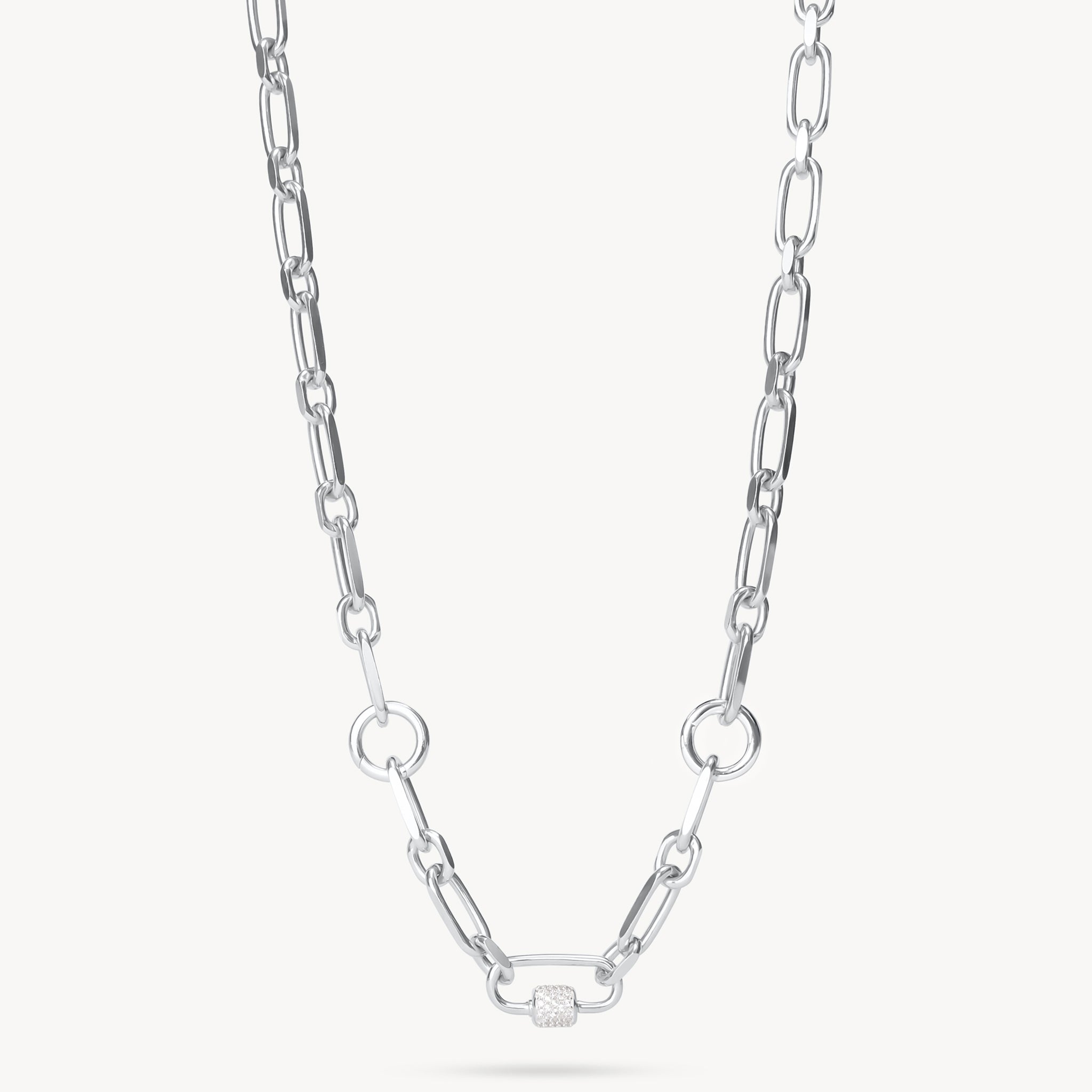 Multi-Station Charm Necklace Silver