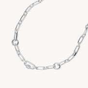 Multi-Station Charm Necklace Silver