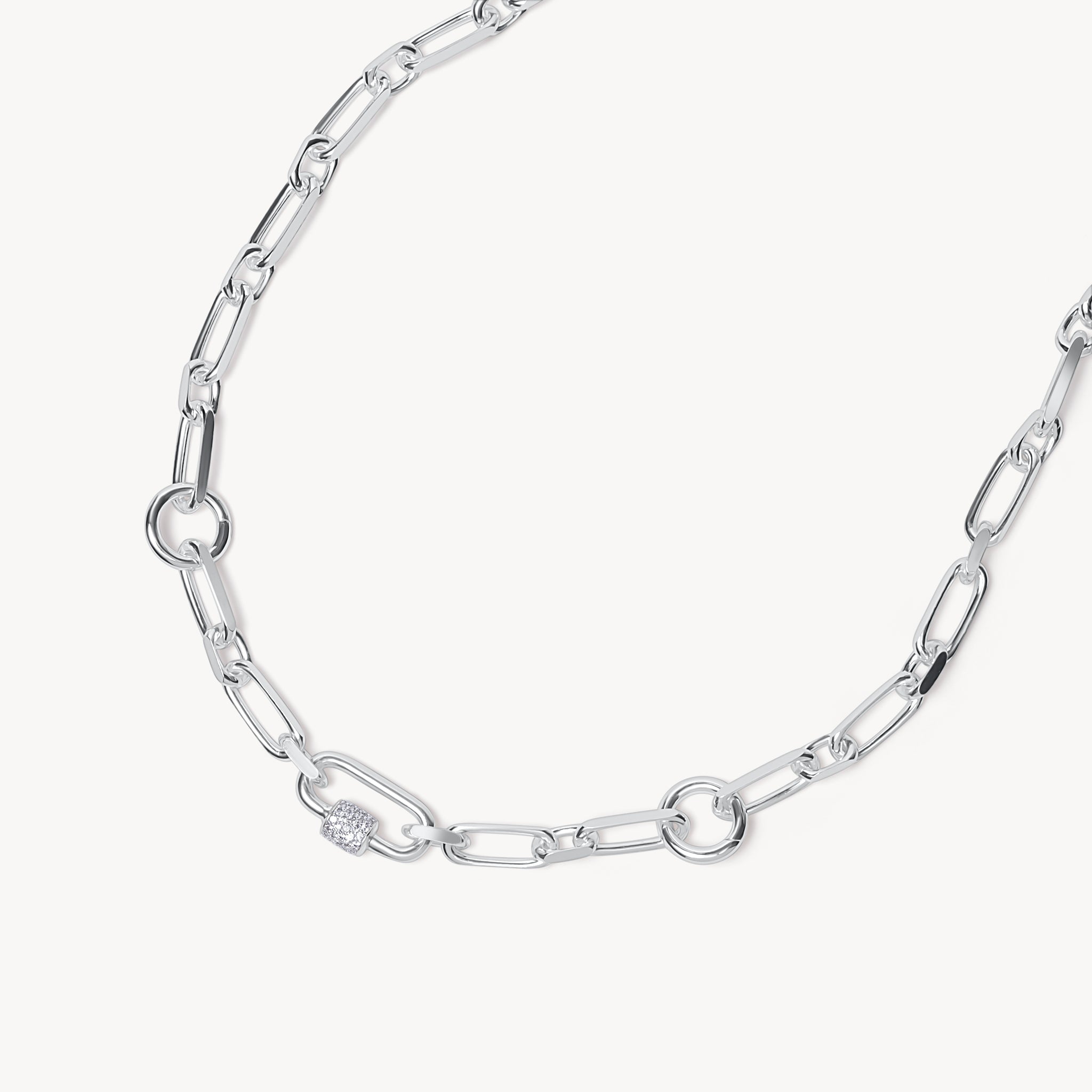 Multi-Station Charm Necklace Silver