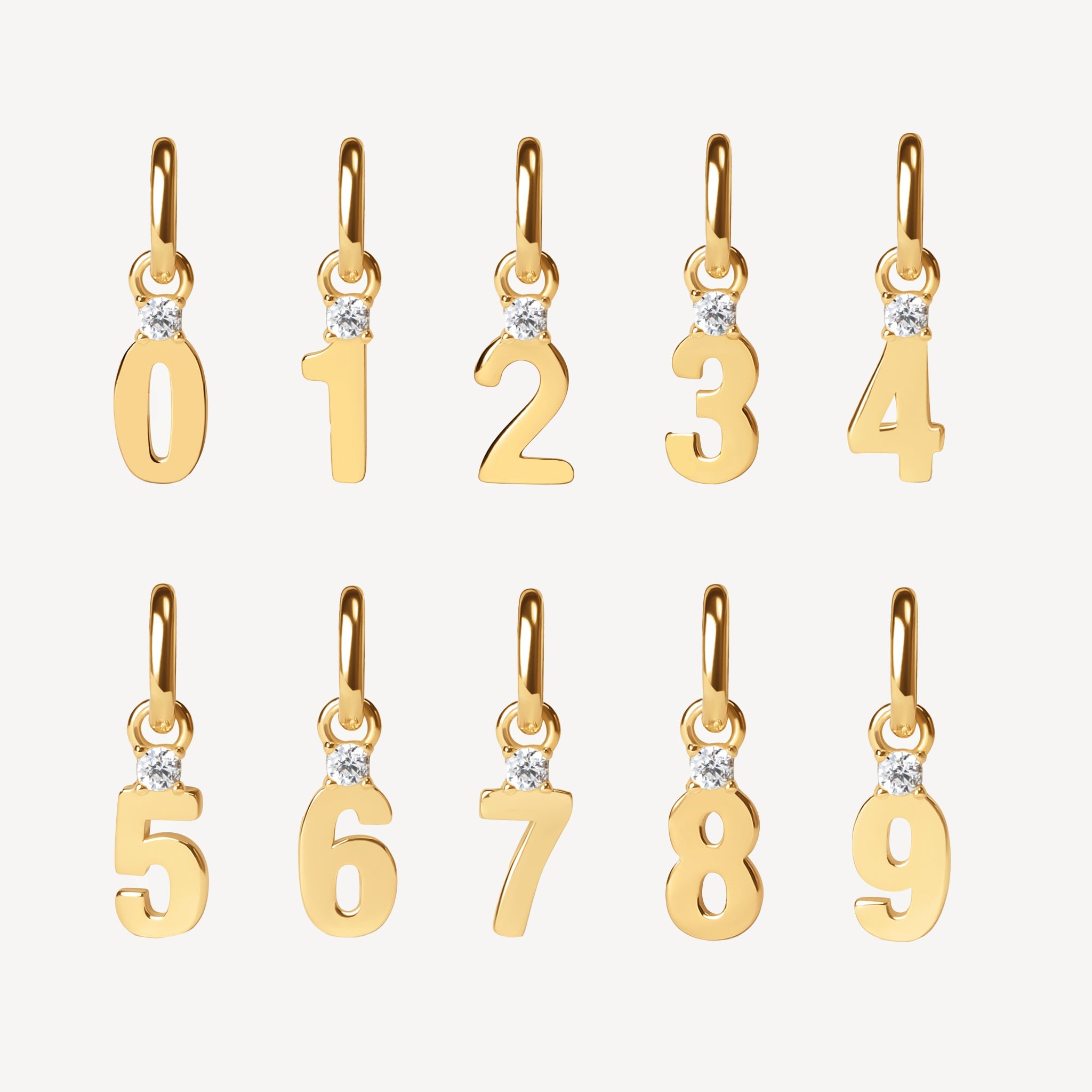 Number Charms in Gold