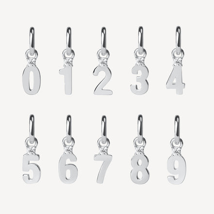 Number Charm in Silver