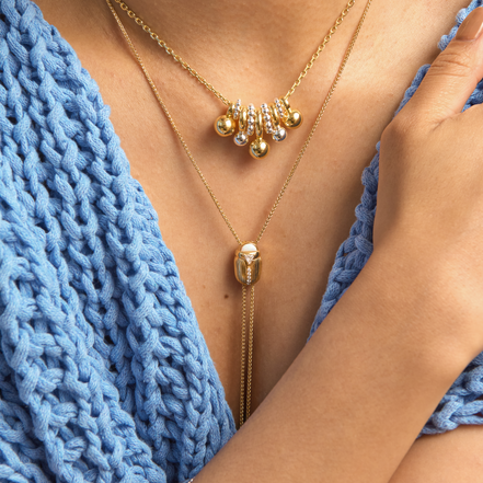 Beetle Bolo Tie Necklace on model