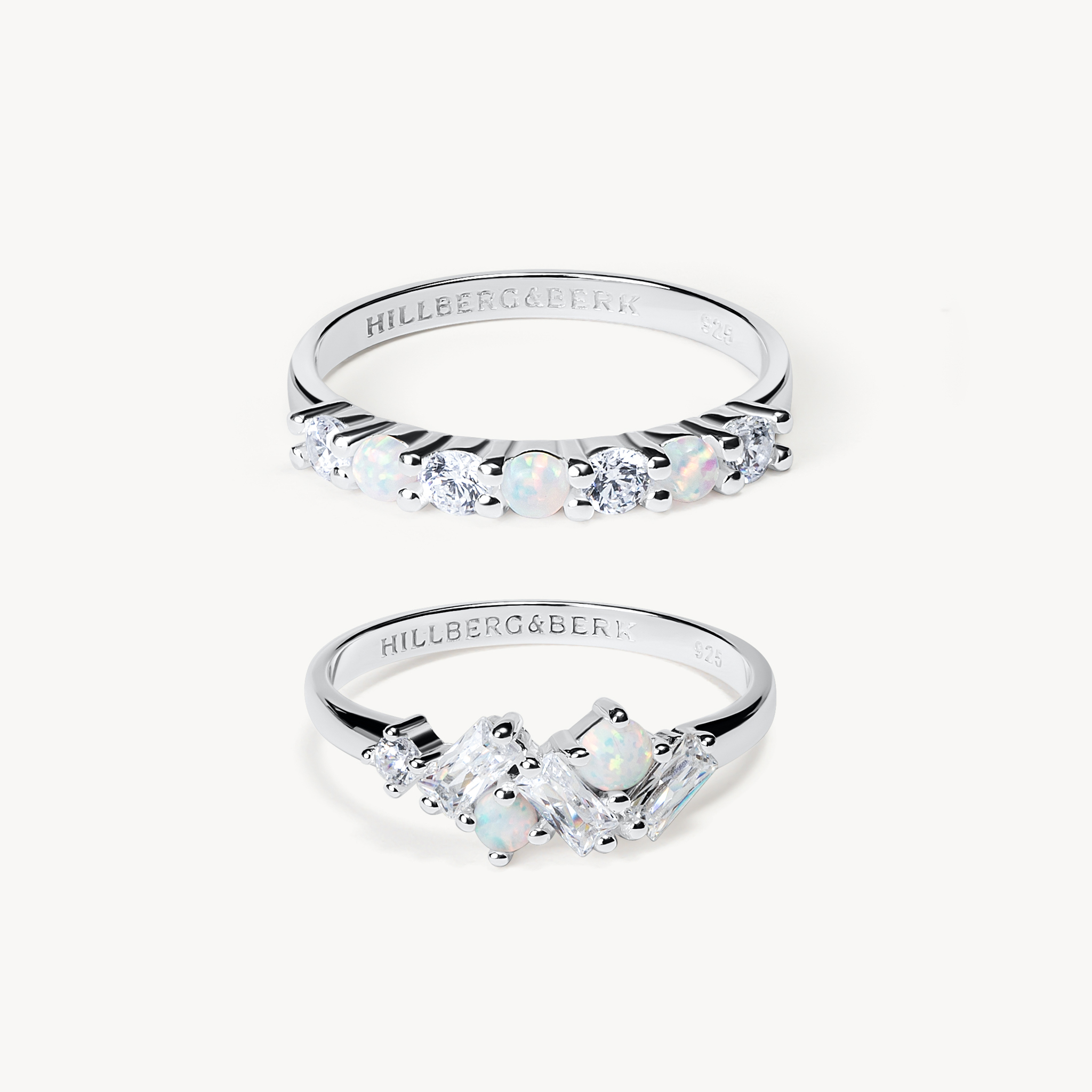 Silver Opal Ring Set