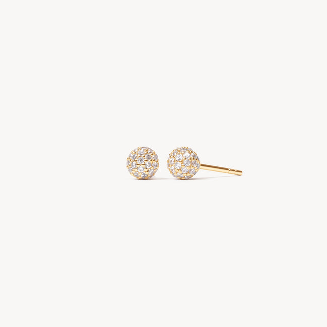 Gold Mini Pavé Ball Stud Earrings