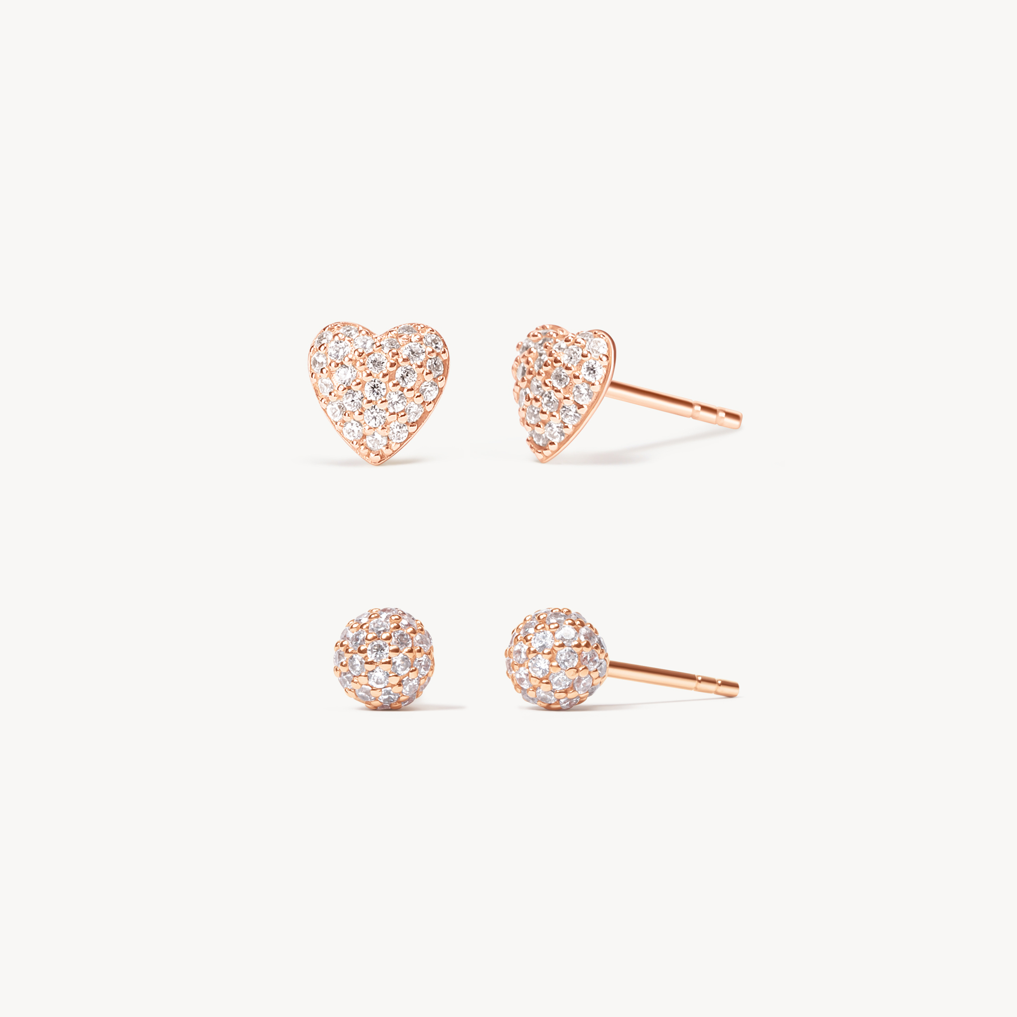 Pavé Stud Set Rose Gold
