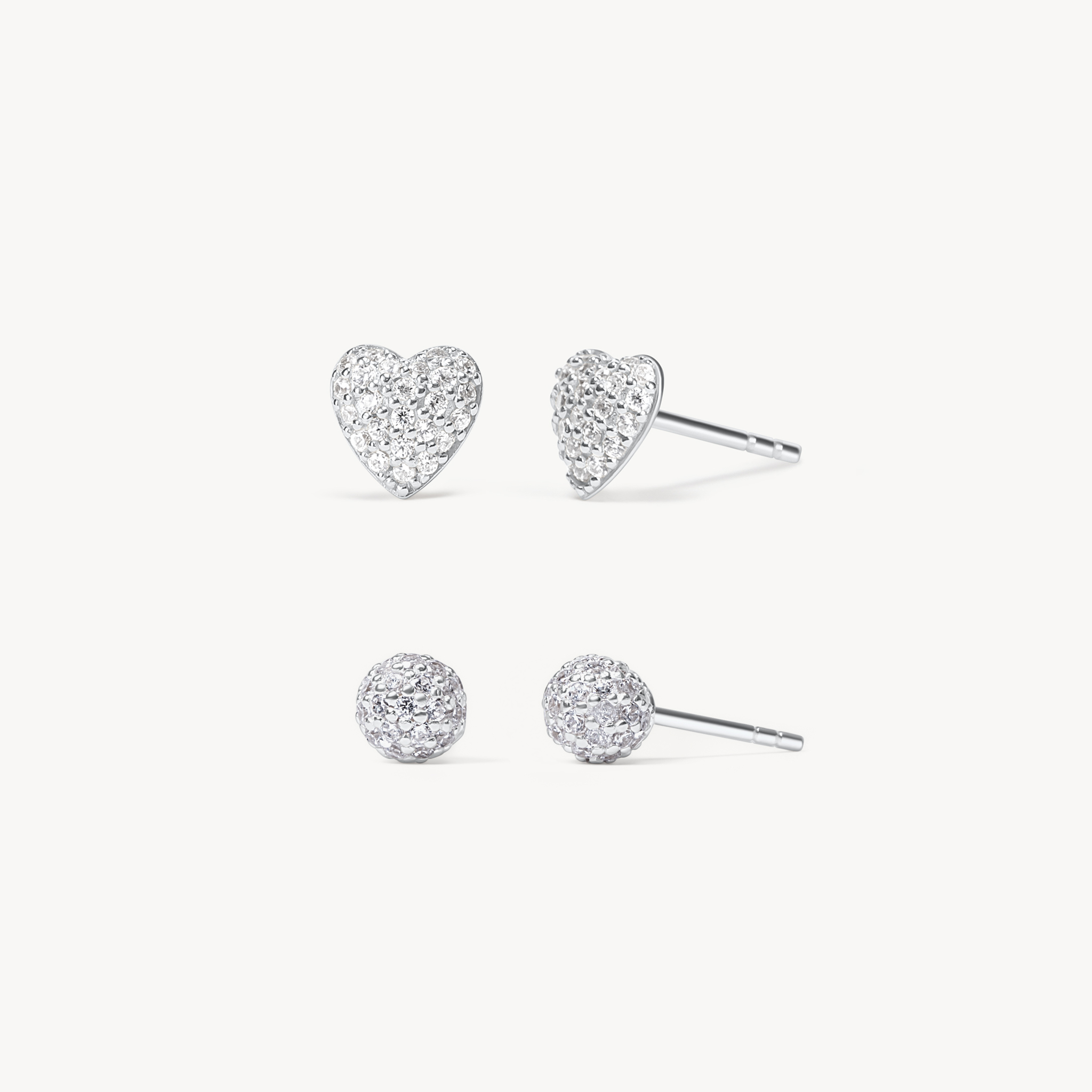 Pavé Stud Set Silver