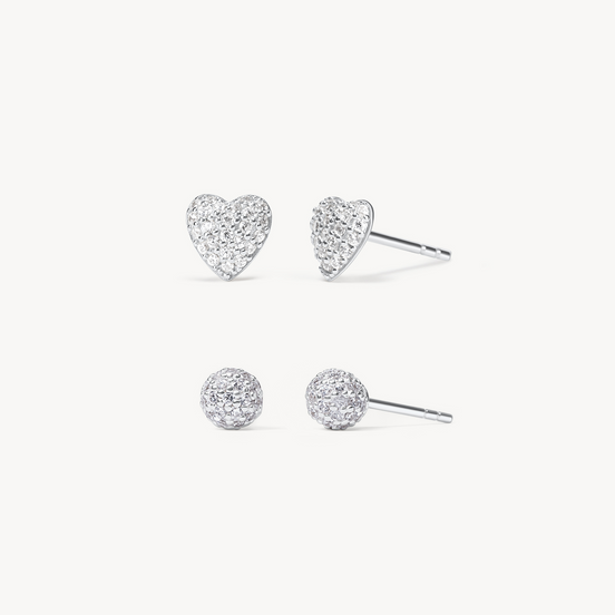 Pavé Stud Set Silver