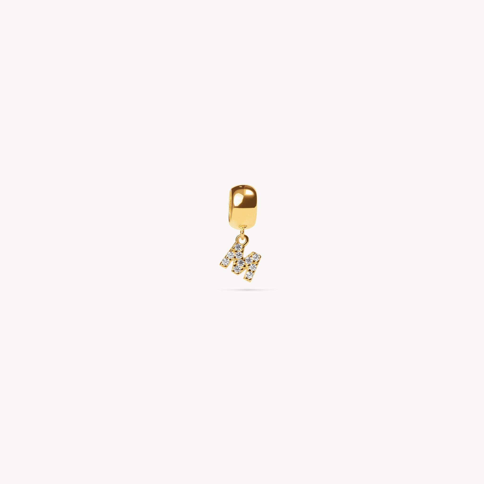 Gold Pavé Letter Bead Charm M