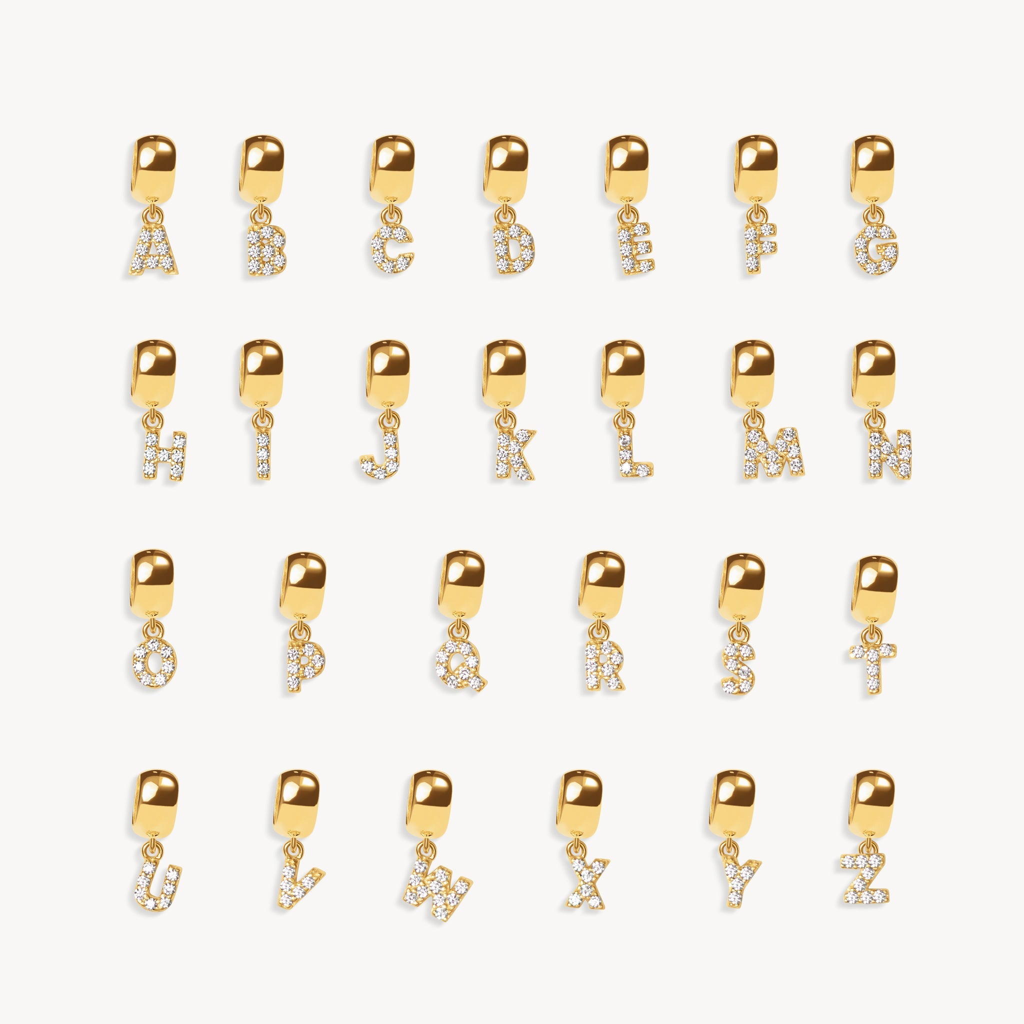 Gold Pavé Letter Bead Charms