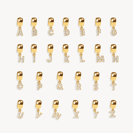 Gold Pavé Letter Bead Charms