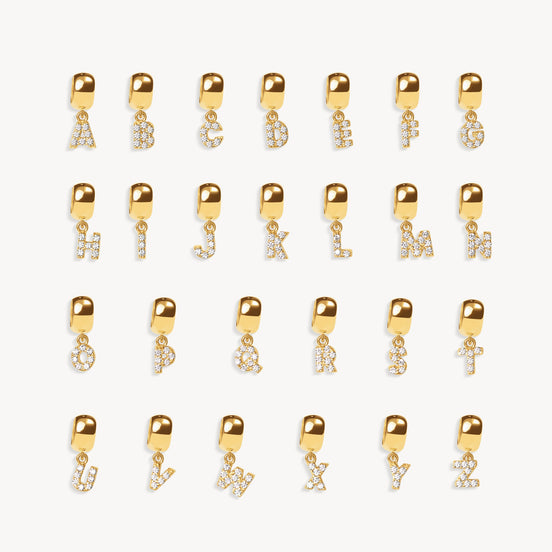Gold Pavé Letter Bead Charms