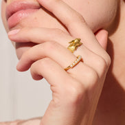 Pearl Eternity Ring on model