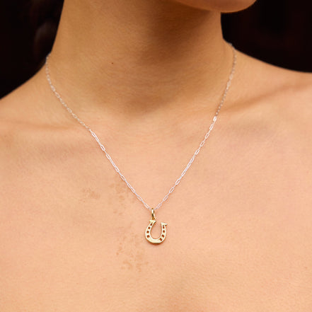 Reversible Horseshoe Charm on model