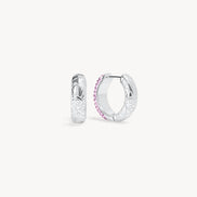 Lilac Sparkle Reversible Hoop Earrings Etched Floral Side