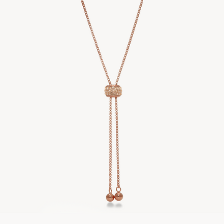 Sparkle Bolo Tie Necklace Rose Gold