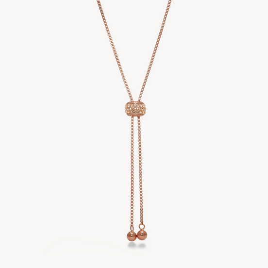 Sparkle Bolo Tie Necklace Rose Gold