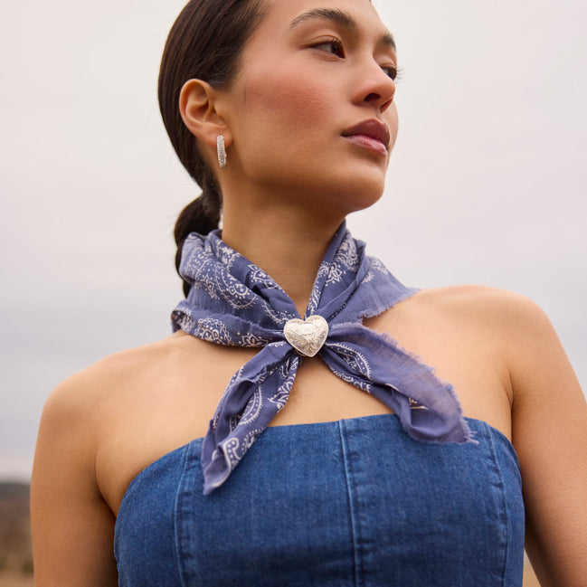 Etched Floral Scarf Slide on model