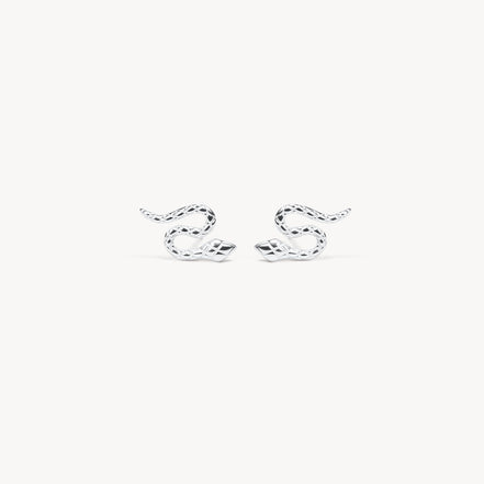 Serpent Stud Earrings Silver