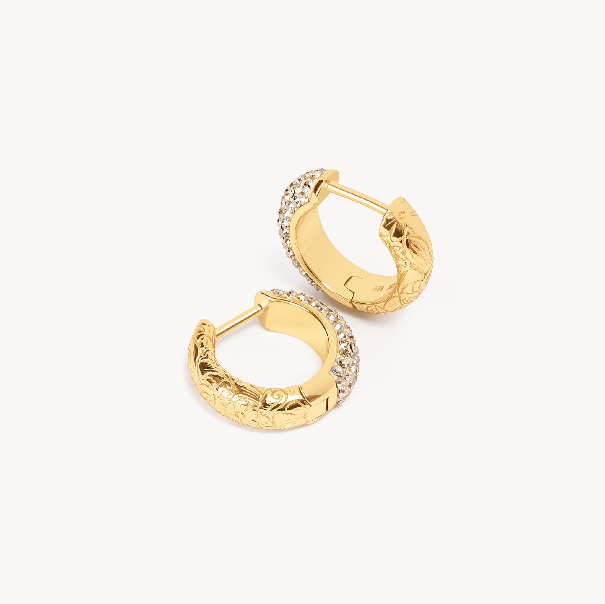 Soft Gold Sparkle Reversible Hoop Earrings
