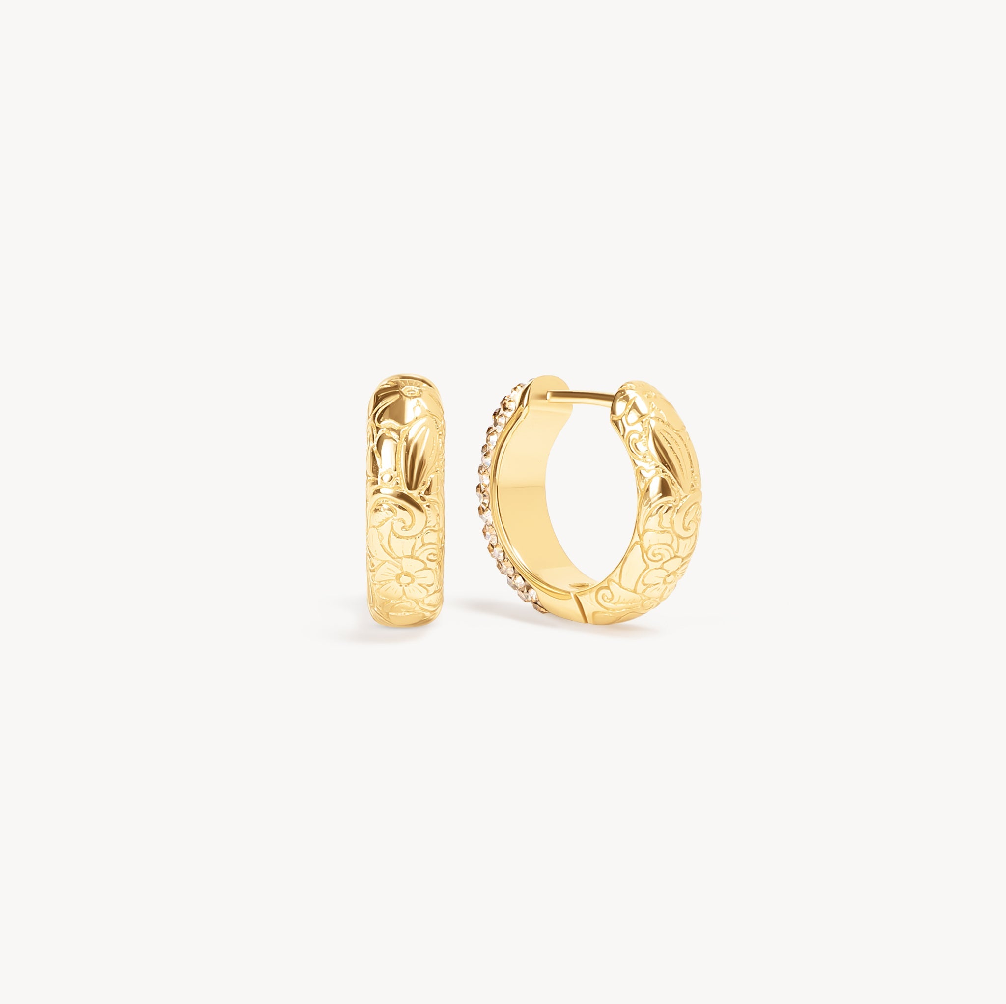 Soft Gold Sparkle Reversible Hoop Earrings