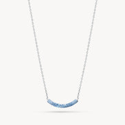 Denim Curved Sparkle Bar Necklace