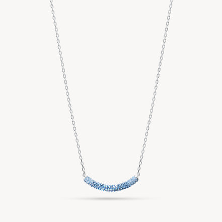 Denim Curved Sparkle Bar Necklace