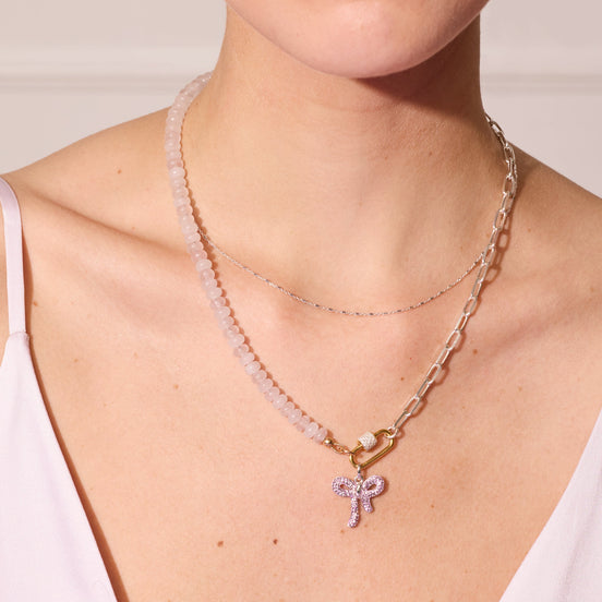 Lilac Sparkle Bow Charm on model